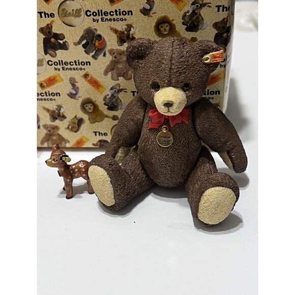 NEW Steiff by Enesco 1984 Teddy Petsey Porc. & Boeky Fawn Pewt BOX & COA 597287 - Picture 2 of 6